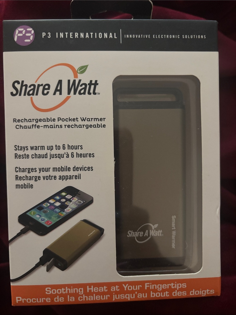 Gold Rechargeable Pocket Warmer & Phone Charger